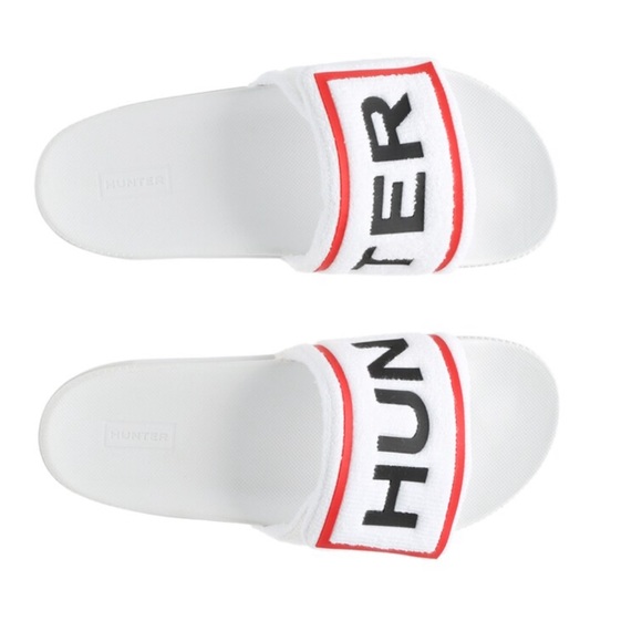 Hunter Terry Cloth Slides Sandals Slip On Logo Beach Rain Boots Brand - Picture 5 of 11
